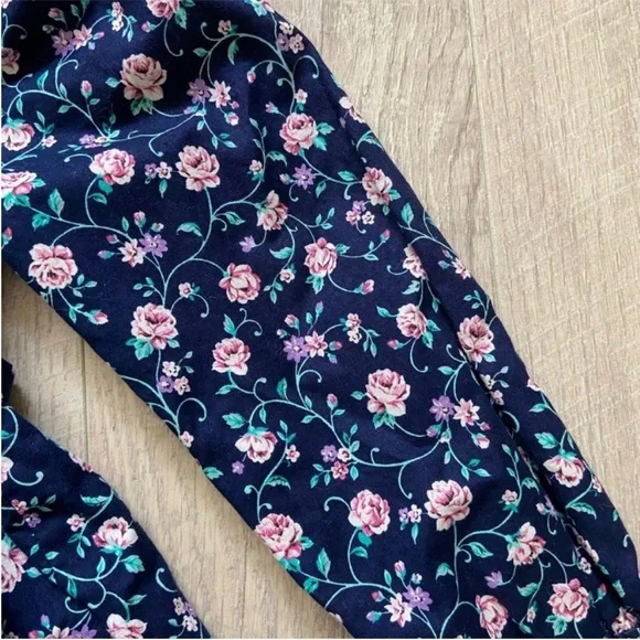 Vintage Polly Flinders Navy Blue Floral Hand Smocked Dress Sz 6 - Picture 5 of 13